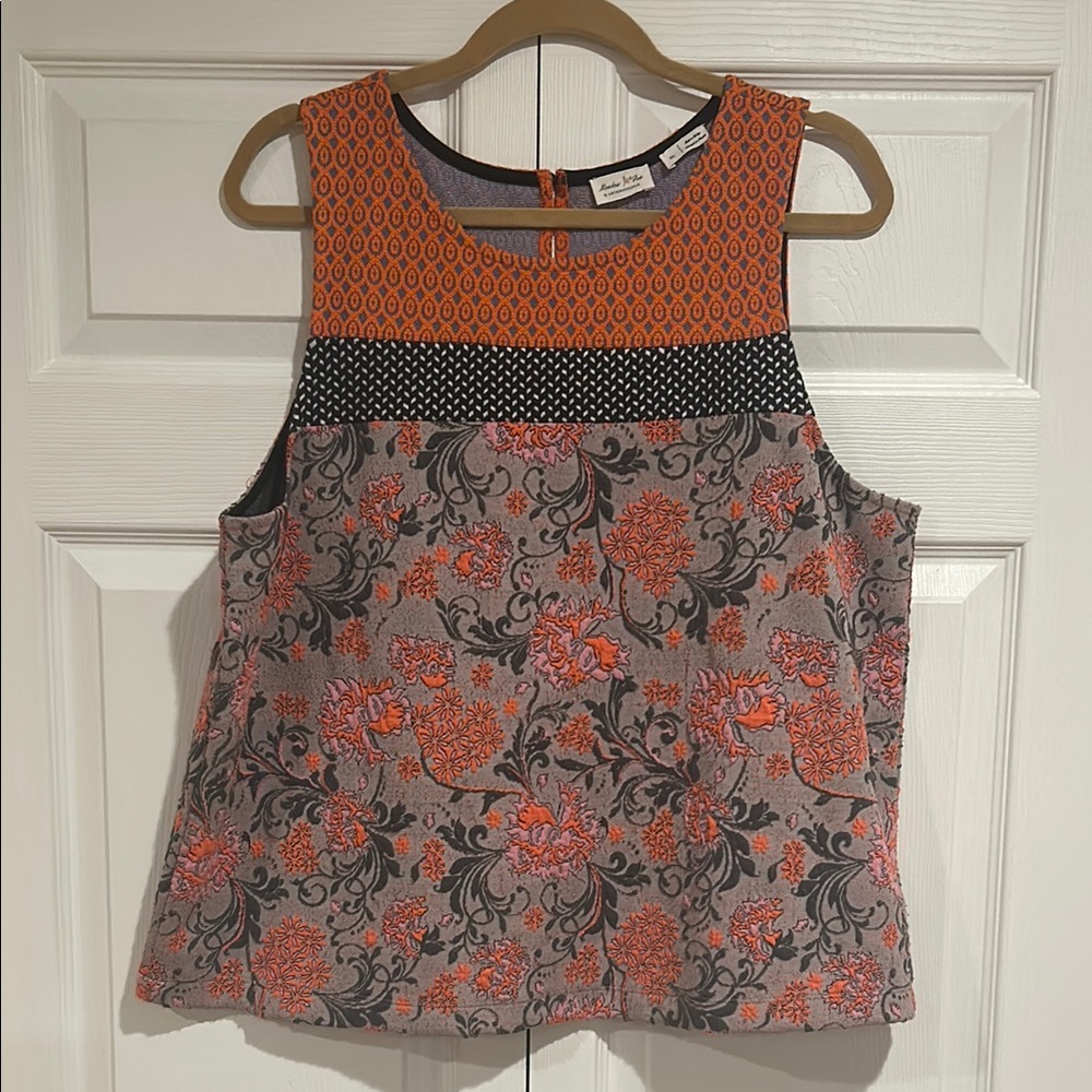 Orange and Gray Floral Anthropologie Top